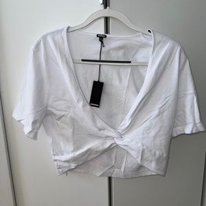 Monrow white crop top (L) - new with tags